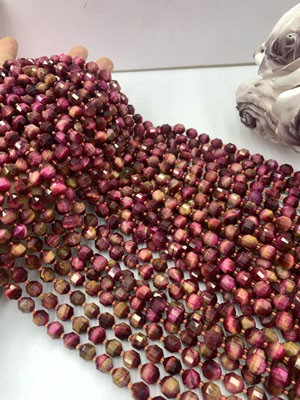 Rose Red Tiger Eye Lulu Tong Pendant, 10mm, 38cm Long Strand
