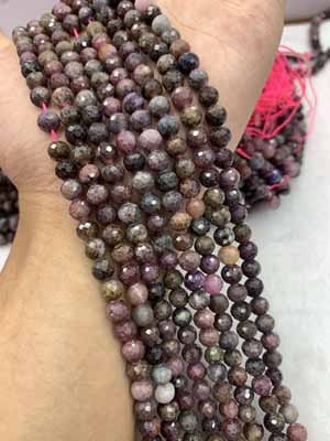Colored gemstone 128 facets 6mm semi-finished long chain 38cm