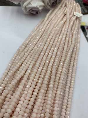 Pink morganite abacus beads 4x6mm, long chain 38cm.