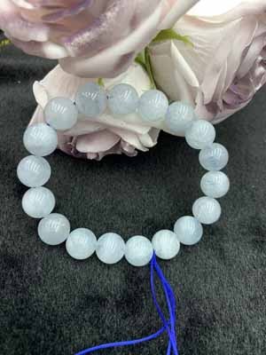 Aquamarine 10mm bracelet.