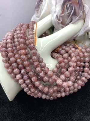 Cherry ? strawberry quartz three-wrap 6mm.