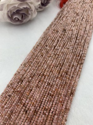 Black Gold Super small faceted 2mm, 3mm, 4mm, long chain 38cm.