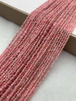 Pink opal small faceted 2mm, 3mm, 4mm, long chain 38cm.