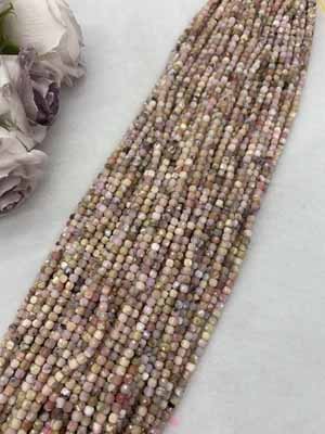 Pink opal sugar cube 4x4mm, long chain 38cm.