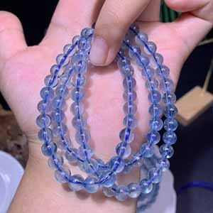 Aquamarine multi-wrap bracelet (6+mm) three-wrap.