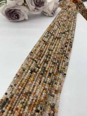 Colored hair crystal abacus beads 2x3mm, long chain 38cm