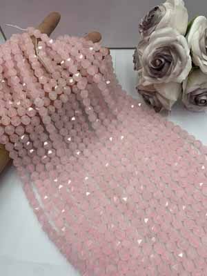 Rose quartz diamond cut 10mm, 38cm long chain.