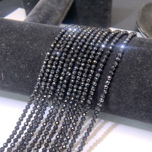 Black spinel diamond cut long chain (size: 2-3mm) semi-finished.