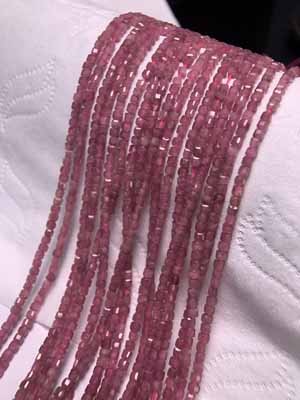 Pink tourmaline sugar cube long chain (2mm) semi-finished. 39cm.