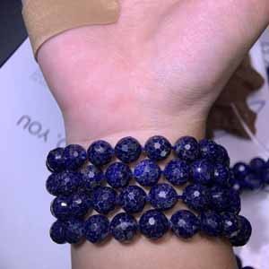 Lapis Lazuli 128-Faceted Semi-Finished (9–10mm) Long Chain 39cm