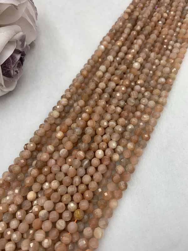 Orange moonstone faceted 5mm, semi-finished long chain 38cm.
