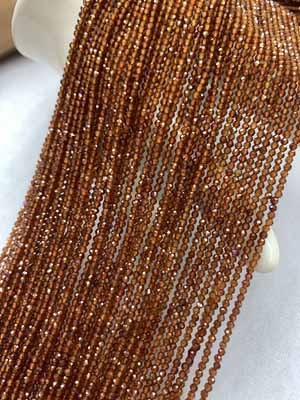 Orange garnet small faceted 2mm, 3mm, 4mm, long chain 38cm.