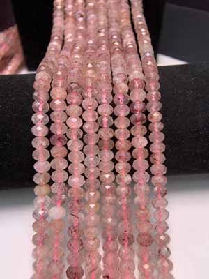 Strawberry quartz abacus beads (4-6mm) semi-finished long chain 39cm.