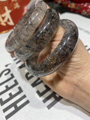 Black hair crystal bangle, size 55-58.