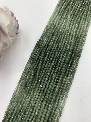 Green Rutilated Quartz Gradient 4mm Faceted Long Chain, 38cm