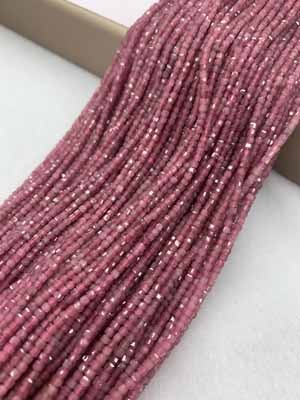 Pink tourmaline sugar cube 2x2mm, long chain 38cm.