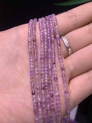 Purple phantom quartz sugar cube (2mm) semi-finished long chain 39cm.