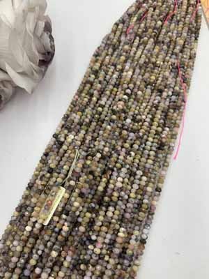 Pink opal abacus beads 3x4mm, long chain 38cm.