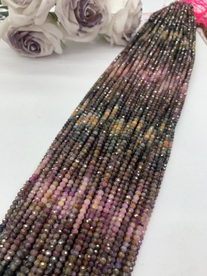 Ruby gradient abacus beads 3x4mm, long chain 38cm.