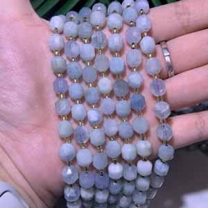 Aquamarine lulutong (8x7mm) semi-finished long chain 39cm.