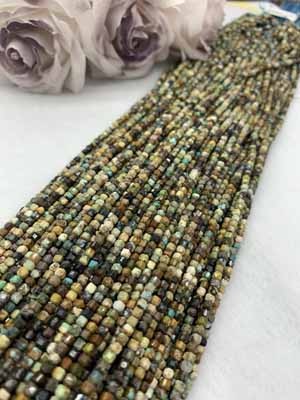Turquoise Sugar Cube Beads 3×3mm Long Chain 38cm