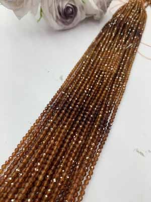 Orange garnet gradient faceted 3mm, long chain 38cm.
