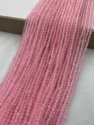 Rose quartz small faceted 2mm, 3mm, 4mm, long chain 38cm.