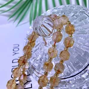 Large size yellow tata crystal lulutong semi-finished (10x9mm) long chain 39cm.