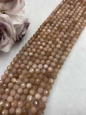 Orange moonstone 128 facets 8mm, semi-finished long chain 38cm.
