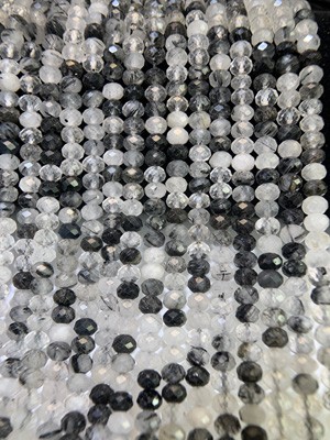 Black hair crystal abacus faceted beads (3-4mm) semi-finished long chain 39cm.