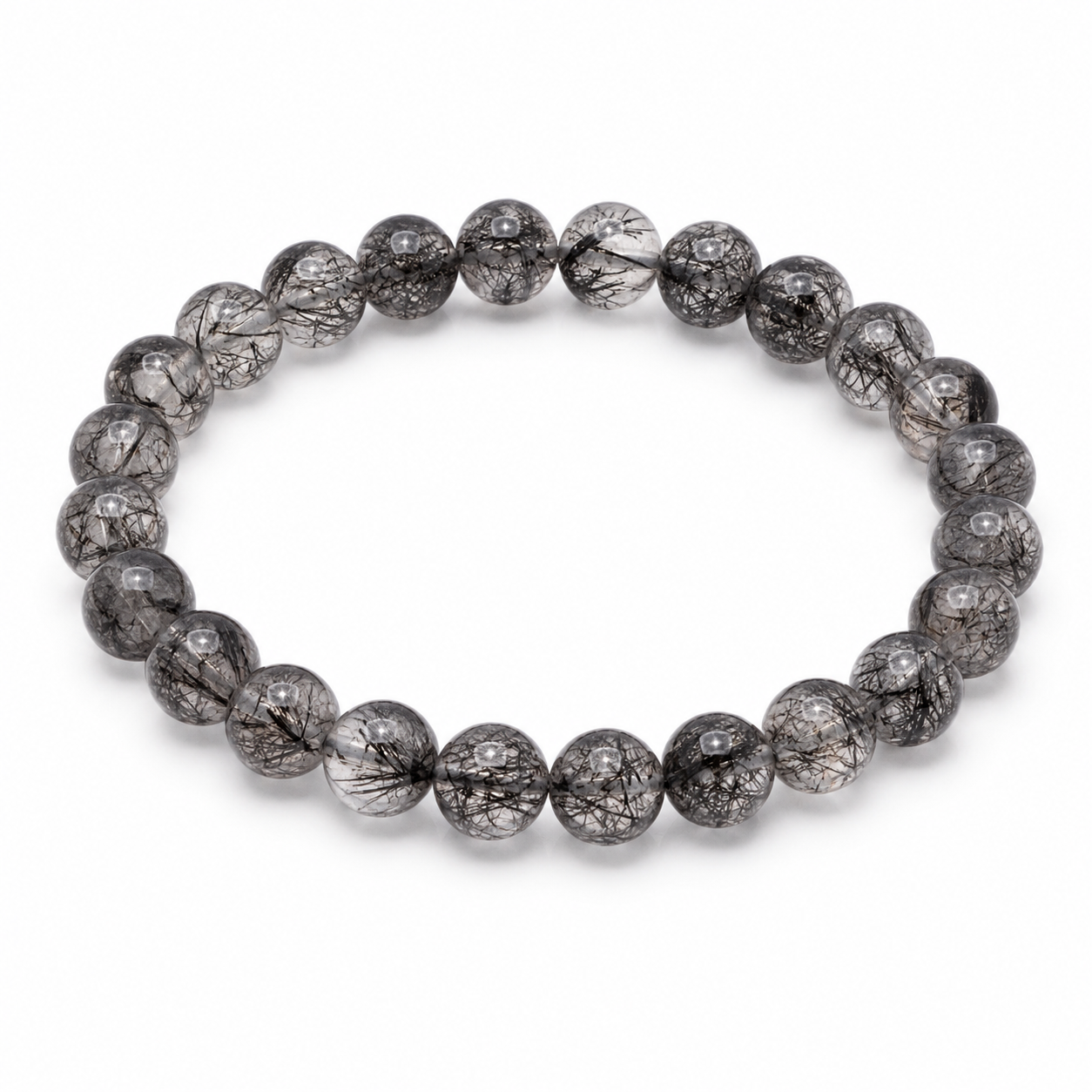 Black hair crystal 8mm bracelet.