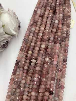 Strawberry quartz abacus beads 8x10mm, long chain 38cm.