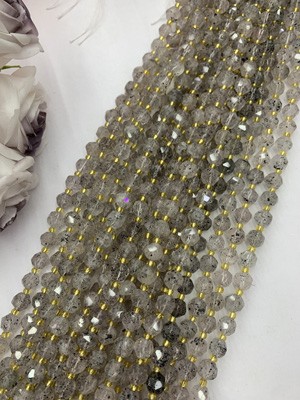 Black Super Seven formless beads 10mm, long chain 38cm.