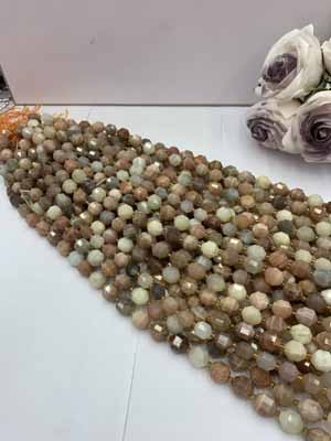Colorful moonstone lulutong 12mm, 38cm long chain.