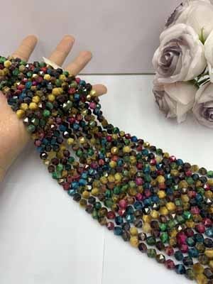 Colorful tiger's eye diamond cut 8mm, 38cm long chain