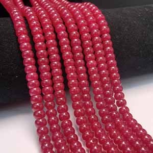 Smooth surface red corundum abacus beads (4-6mm) semi-finished long chain 39cm.