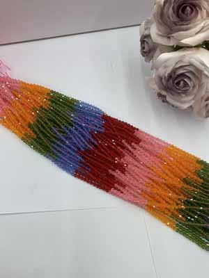 Glass gradient diamond cut 4mm, 38cm long chain