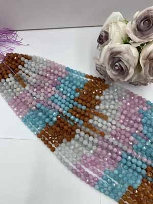 Colored gemstone gradient diamond cut 8mm, 38cm long chain